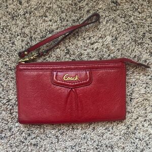 Coach Cherry Red Leather Wallet Wristlet